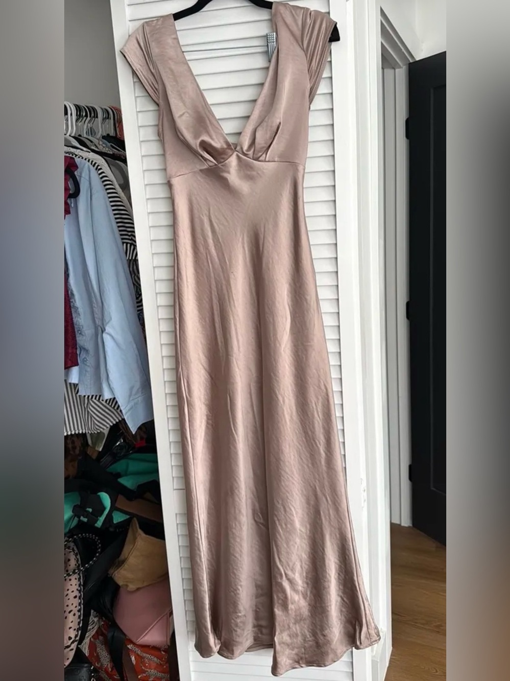 Amazon Satin Maxi Dress in Dusty Rose
